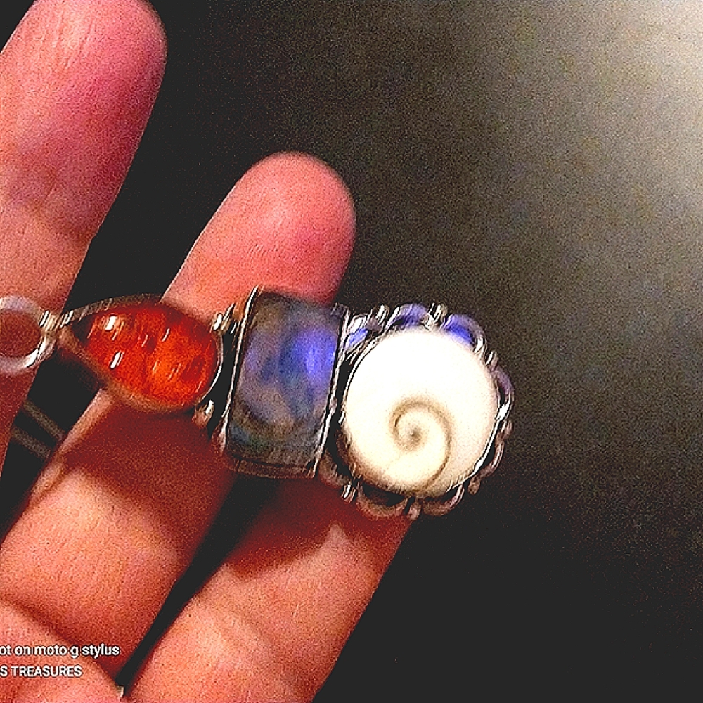 BALTIC AMBER, ABALONE/& 💥SHIVA PENDANT.  *(18" STERLING CHAIN.